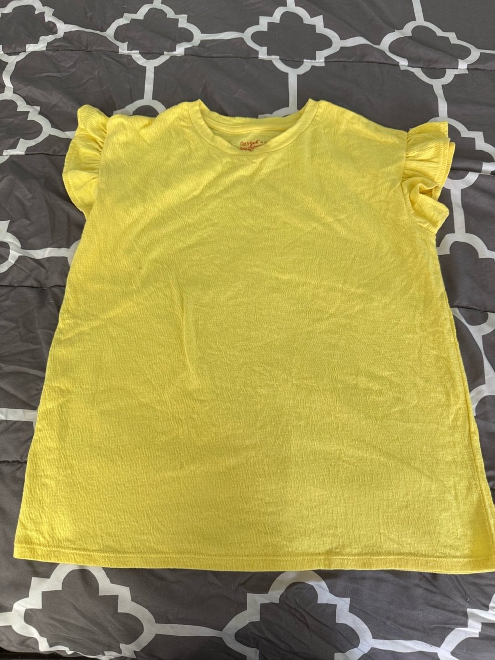 Cat & Jack Yellow Ruffle Sleeve Tee